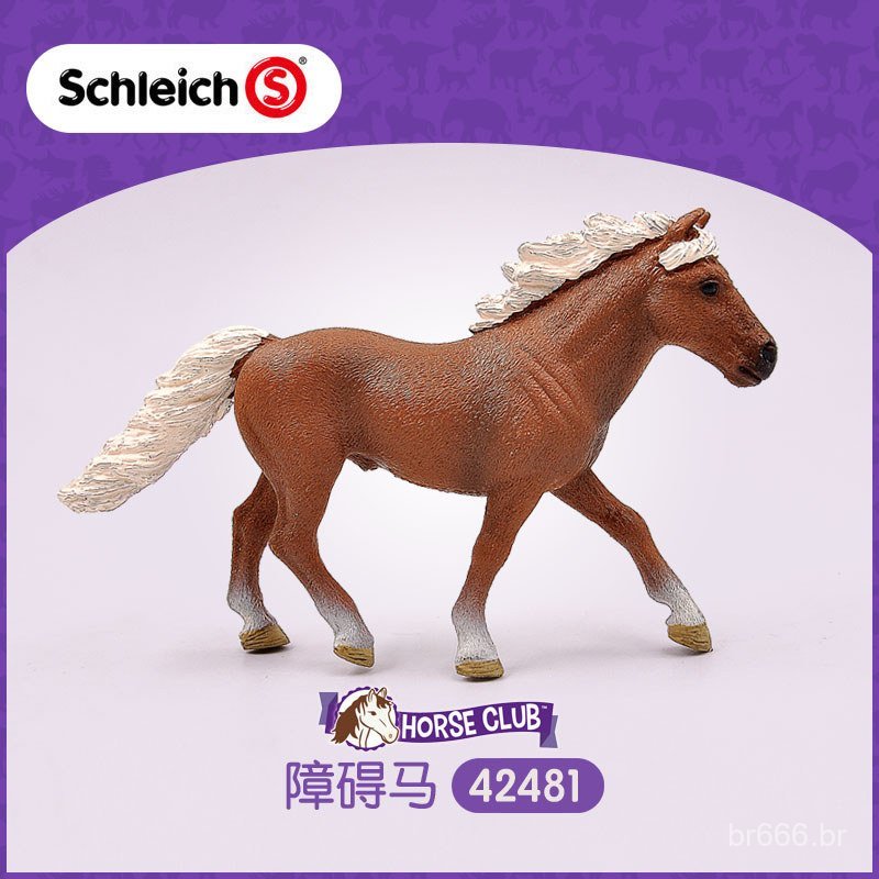 Schleich Alemanha, Modelo de Animal de Fazenda Realista: Cavalos de Obstáculos para Clube de Hipismo com Cerca 42481