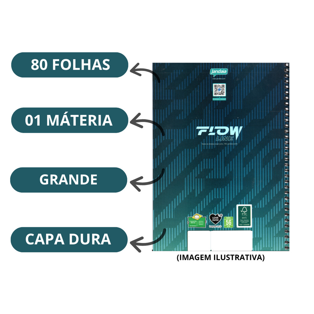 Caderno 1 Matéria Universitario Masculino Flow - Jandaia