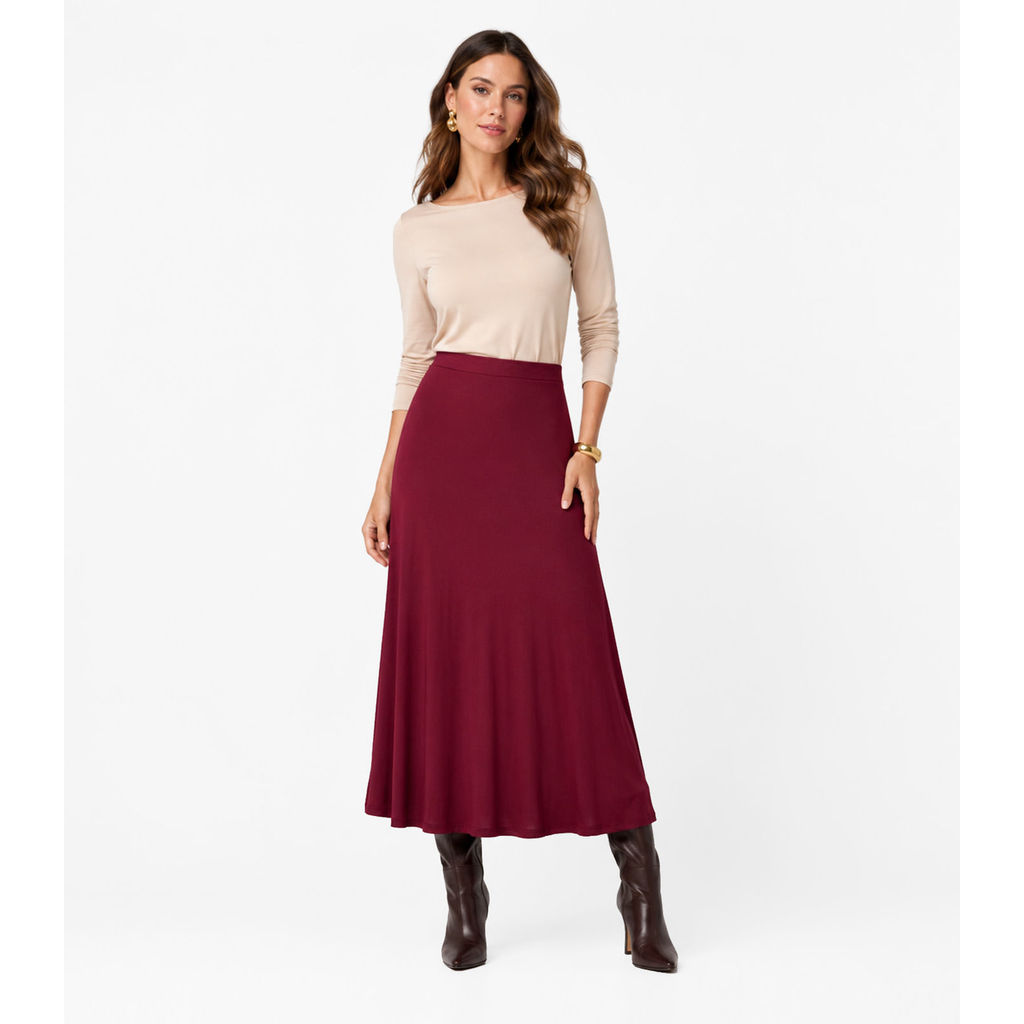 Saia Feminina Midi Evase Dianna Vermelho