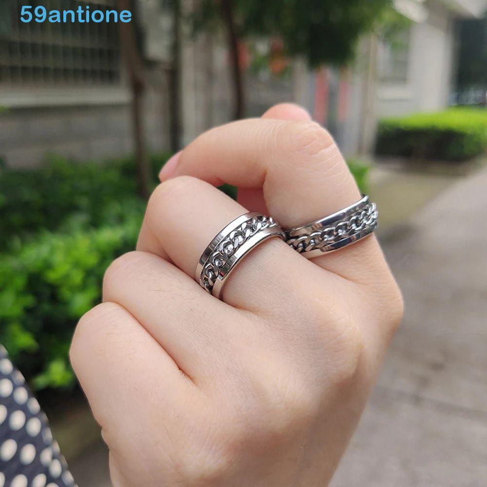 Anéis De Ansiedade Femininos Vintage Elegante Aço Inoxidável Fidget Spinner Para Adolescentes Punk Masculinos