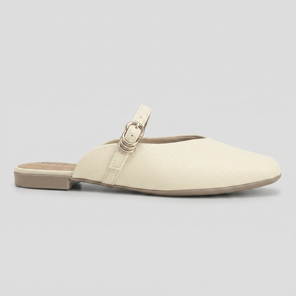 Mule Vanessa Salto Baixo Off White
