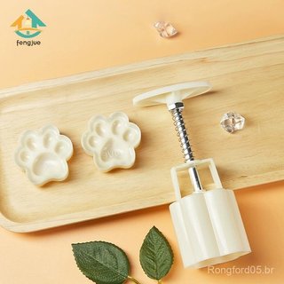 fengjue Mini Molde De Bolo De Lua Em Forma De Pata De Gato Fofo , Incluindo 1 E 2 Selos , Lunar De Prensa Manual DIY Fei
