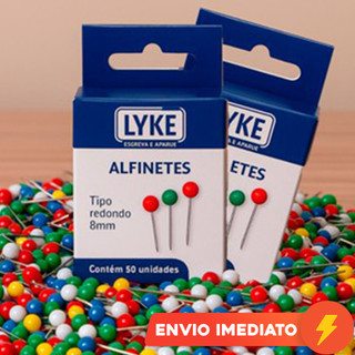 100 Alfinetes Cabeça Redonda Lyke 2 Caixas Coloridos Tachinha Quadro De Cortiça