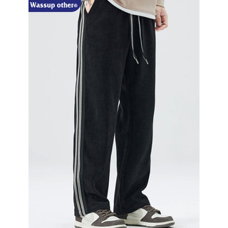 WASSUP OUTRO Calça de moletom Casual listrada reta masculina primavera outono novo estilo solto de malha calças esportiv