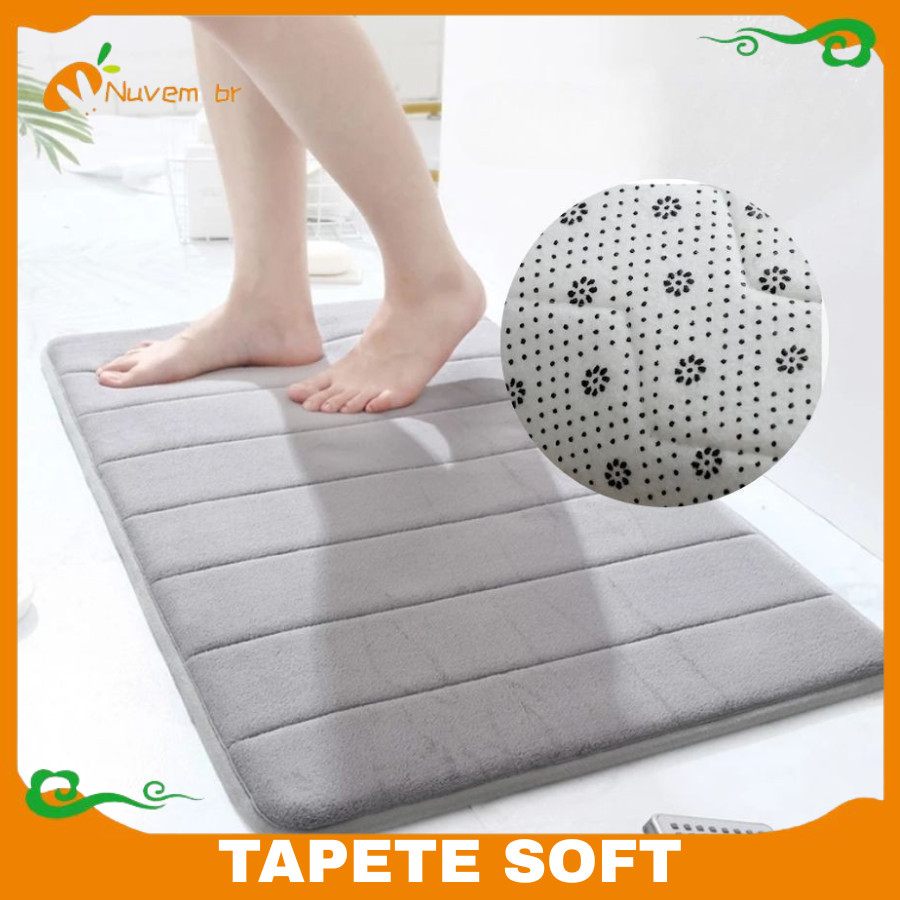 Tapete Soft Antiderrapante para Banheiro Sala e Quarto 40cm x 60cm Macio Super Absorvente com Diversas Cores - NUVEM