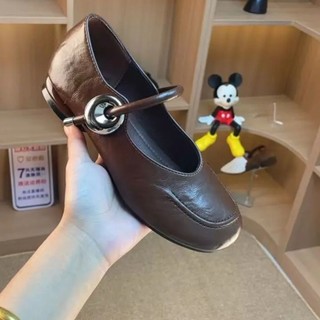 Couro macio 2025 novo estilo único sapatos boca rasa cor sólida Mary Jane sapatos femininos verão Retro Cheongsam sapato