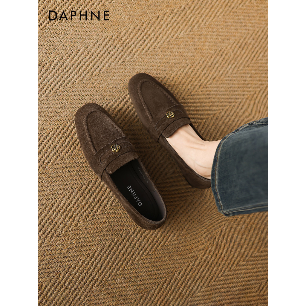 Daphne mocassins femininos outono 2026 novo estilo marrom estilo dinheiro antigo sapatos femininos britânicos sapatos ún