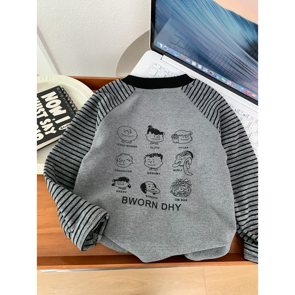 Meninos camiseta de manga comprida 2025 novo estilo crianças outono inverno roupas camisa de fundo médio pequeno criança