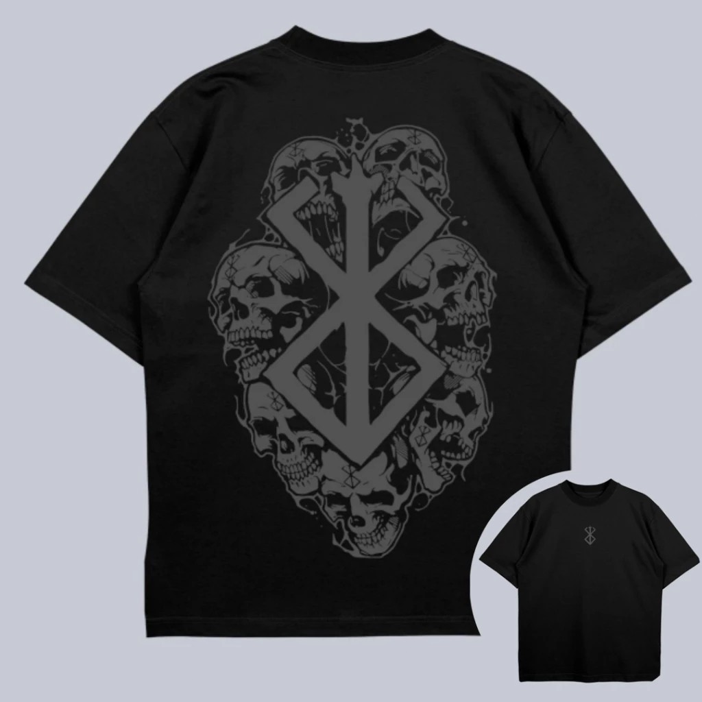 Camiseta Oversized Caveira Berserk Treino Academia Larga Fit