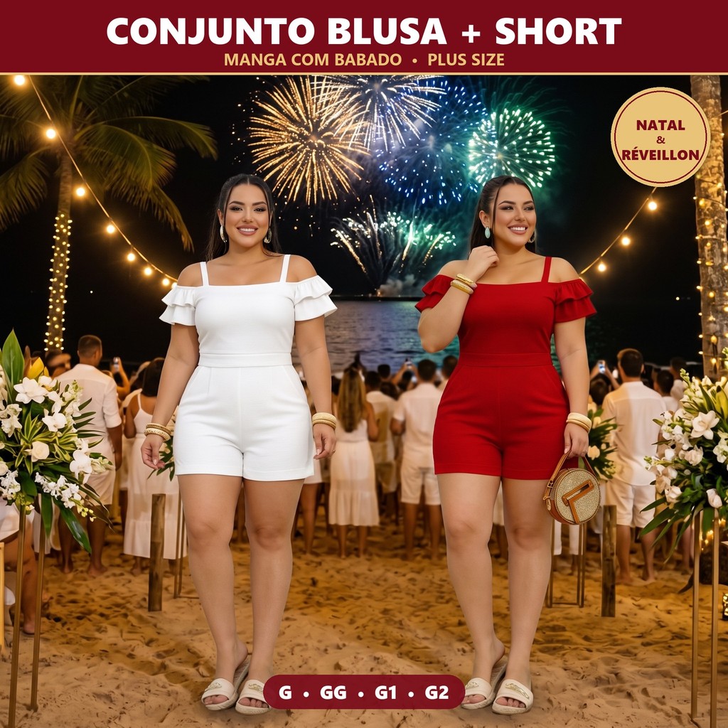 Conjunto Moda Feminina Plus Size Blusa e Short Confortável Dia a Dia Veste Bem G GG G1 G2
