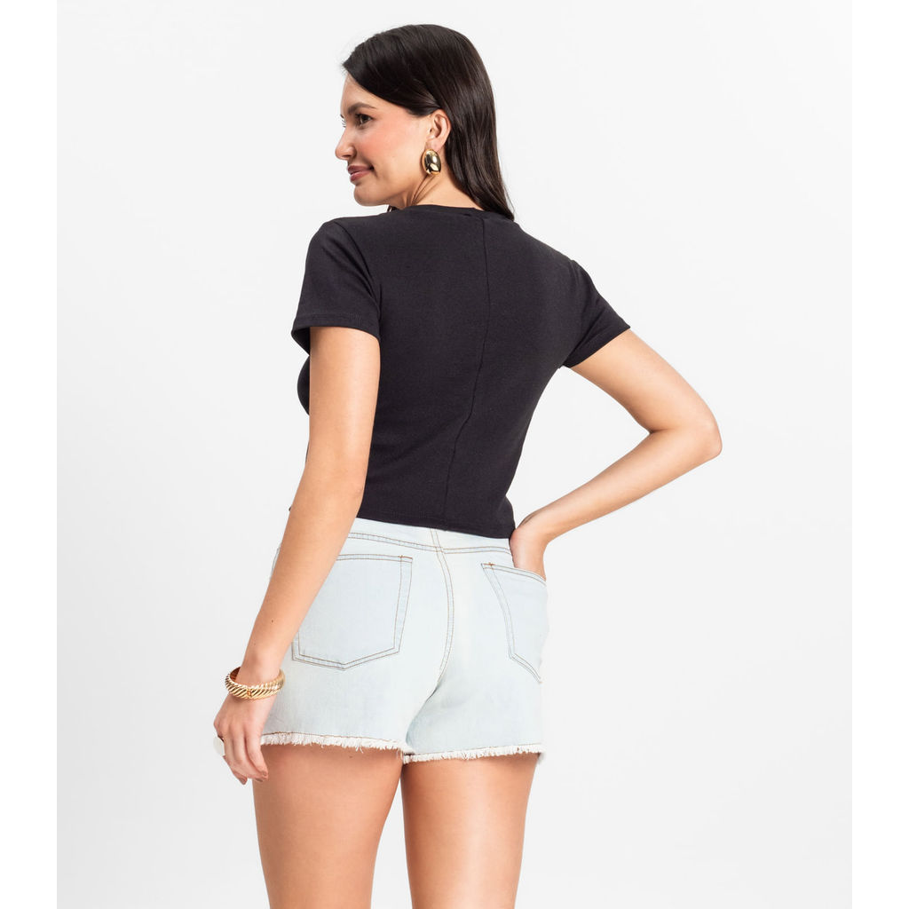 Shorts Jeans Feminino Adulto Básico Select Azul · foto 2