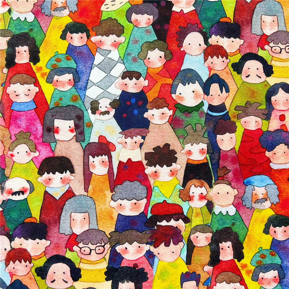 Aquarela impressão completa personagem dos desenhos animados puro algodão simples tecer tecido vestido das crianças diy 