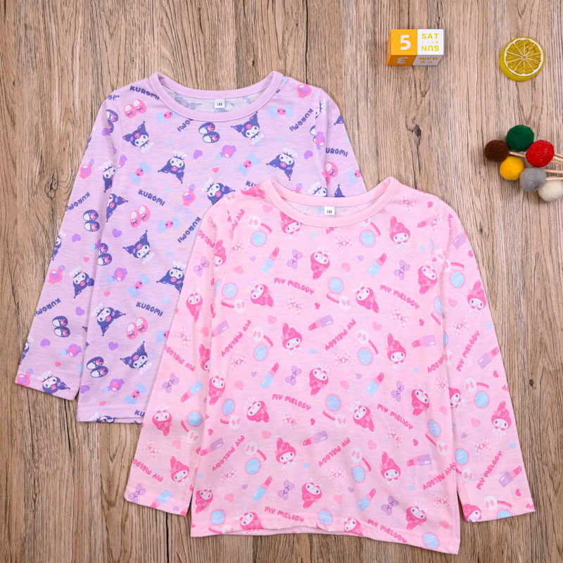 Comércio exterior japonês única primavera outono meninas algodão manga comprida camiseta bebê menina bonito dos desenhos