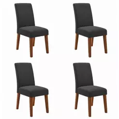Conjunto Com 4 Cadeiras Estofada Sala de Jantar Trieste Siena Cedro / Chumbo Dobuê
