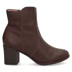 Bota Marrom Couro Salto Bloco Médio