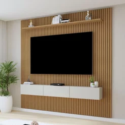 Painel para TV até 75 Polegadas MDF 224CMX218CM Frisado Curitiba Marrom 224