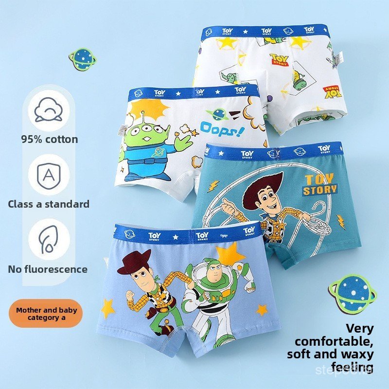 4 peças de cuecas infantis de algodão puro, cuecas boxer para meninos, cuecas para estudantes, cuecas para bebês