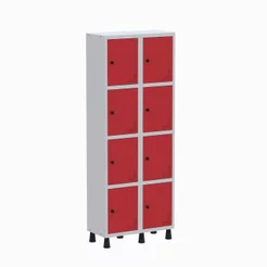 Armário Locker Guarda Volume Aço Light 8 Portas 69x179,5cm Vermelho e Cinza Cinza/Vermelho