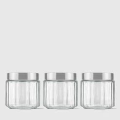 Kit com 3 Potes Redondos Collection 800ml Inox Escovado Invicta