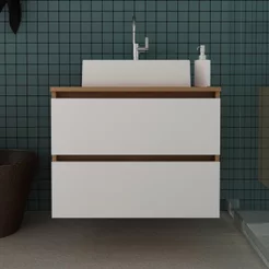 Gabinete Suspenso para Banheiro 60cm 2 Gavetas BN3607 Laranja/Amendoa/Branco Amêndoa/Branco