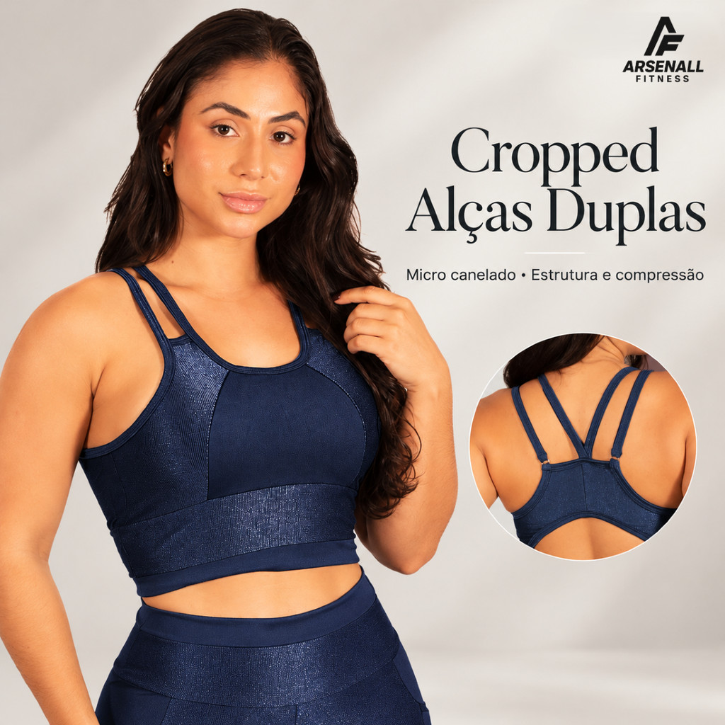 Cropped Fitness Top Academia Poliamida Canelada Costa Nua