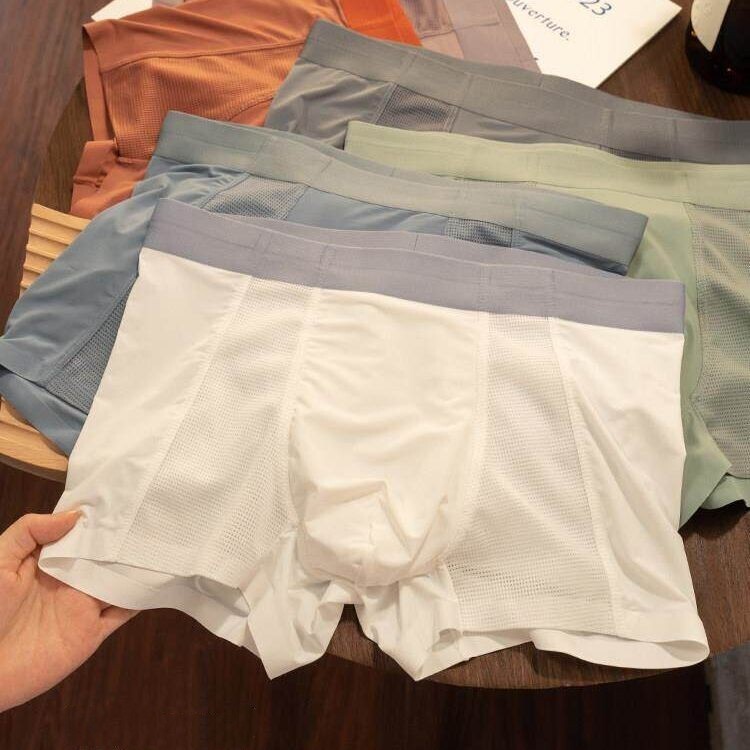 H HHR sem costura gelo seda Boxer Briefs verão fino de alta qualidade verão leve calças de ar condicionado roupa interio