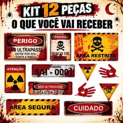 Decoração Halloween de Terror 2 Placas em EVA Painel com Sangue
