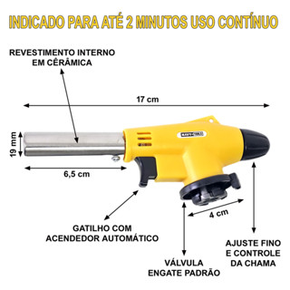 Super Maçarico Culinário Sistema de Ignição Automática Chega Até 1.300°C  Com Controle de Gás em Oferta na Shopee