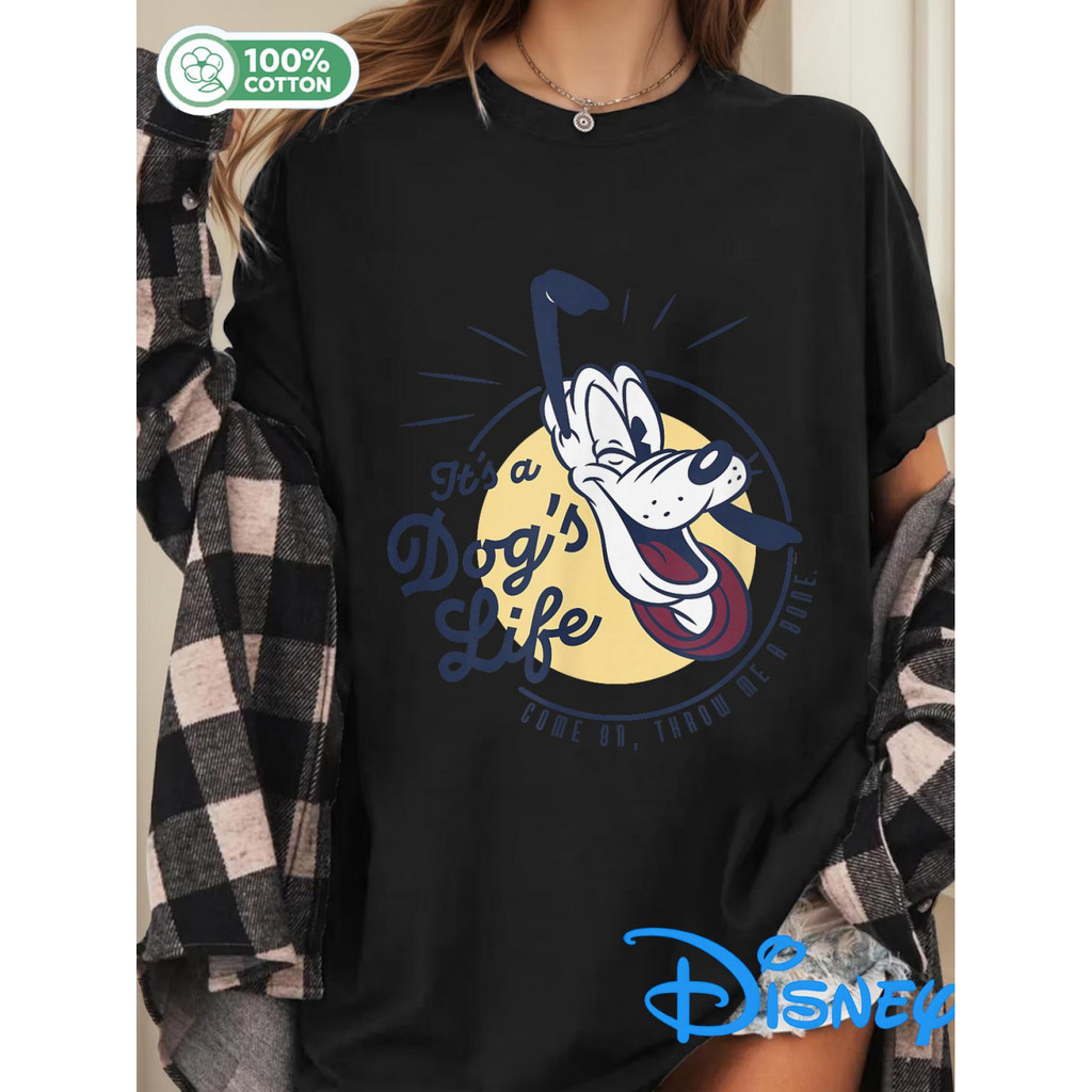 BR.Moonlight Camiseta Feminina Disney Pluto Vintage Retrô Unissex Oversized 100% Algodão Dia a Dia Casual