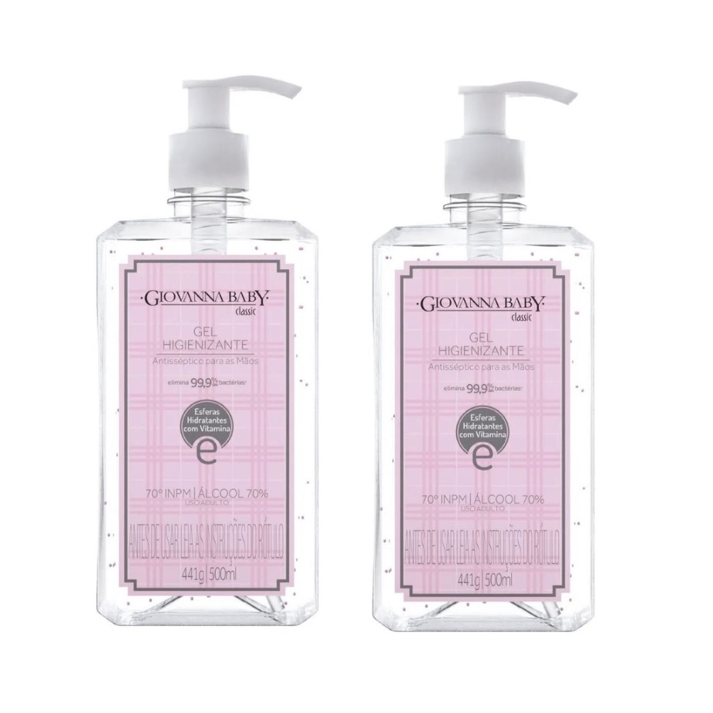 Giovanna Baby Kit 2 Gel Higienizante Classic Álcool 500ml
