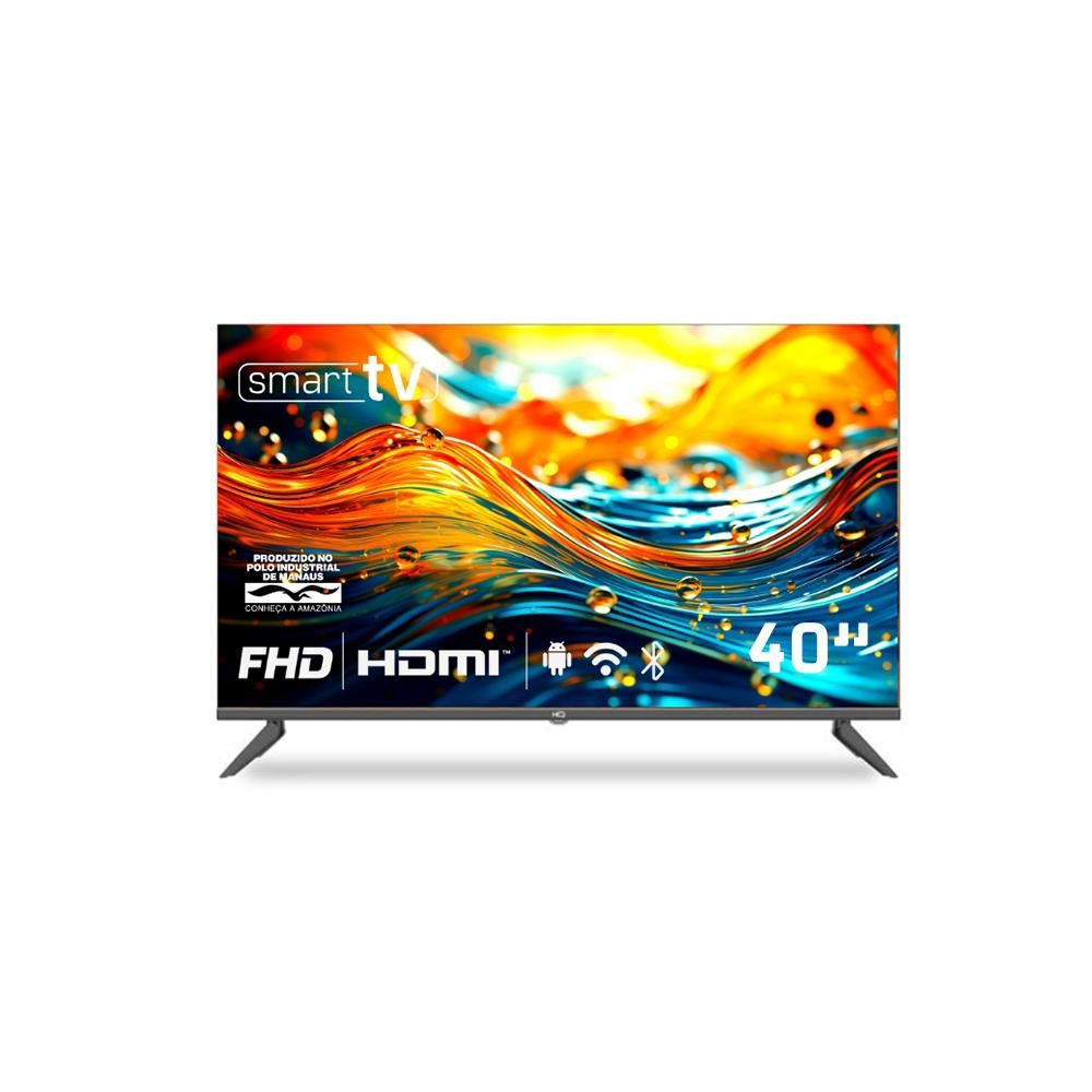 Smart TV HQ 40" Full HD tela sem bordas Android 12 design Slim HQS40NKHM em Oferta na Shopee
