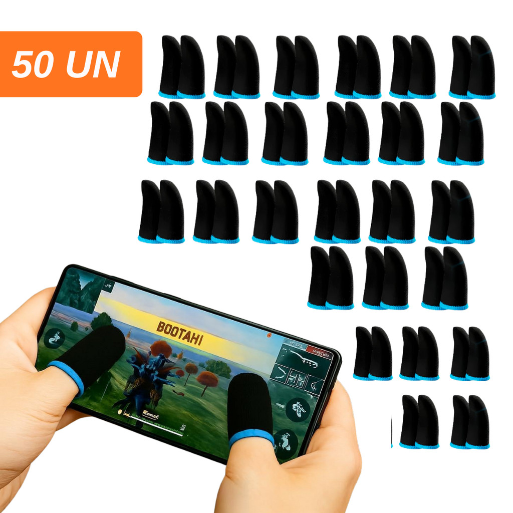 Kit 50 Luvas de Dedo Gamer Anti-Suor para Celular Jogos Free Fire PUBG  Fortnite e FPS