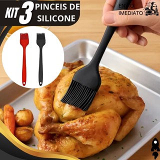 Kit 3/2/1 Pincel Culinário de Silicone Premium para Untar Formas Cozinhar e Confeitar Receitas em Oferta na Shopee