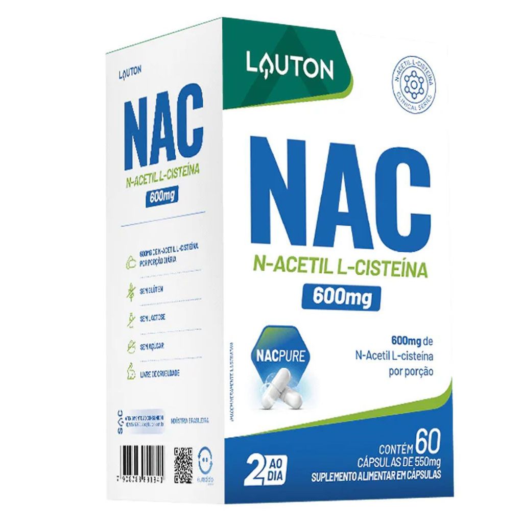 NAC N-Acetil L-Cisteína - 60 Cápsulas - Lauton Nutrition em Oferta na Shopee