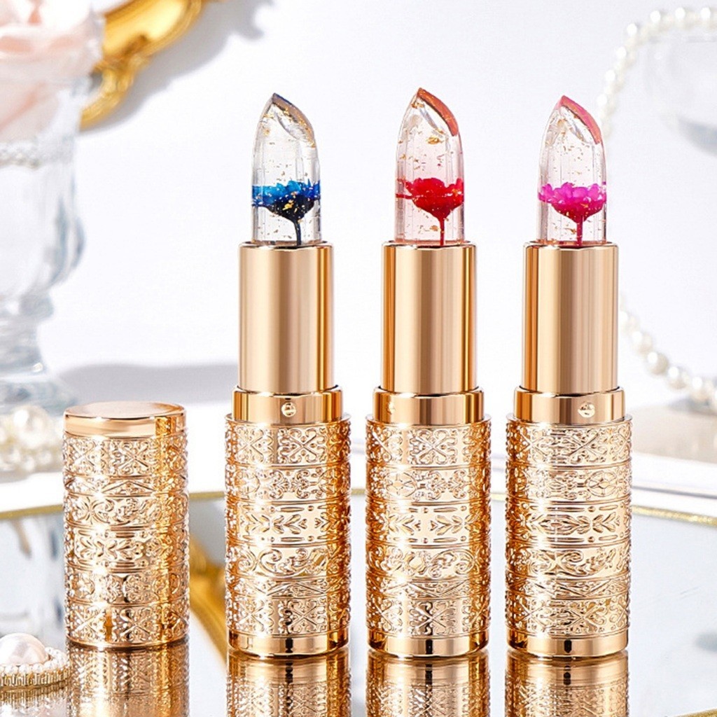 Batom Jelly Flower Pétala Que Muda De Cor De Cristal Para Mulheres Hidrata Copo De Longa Duração Bálsamo Labial
