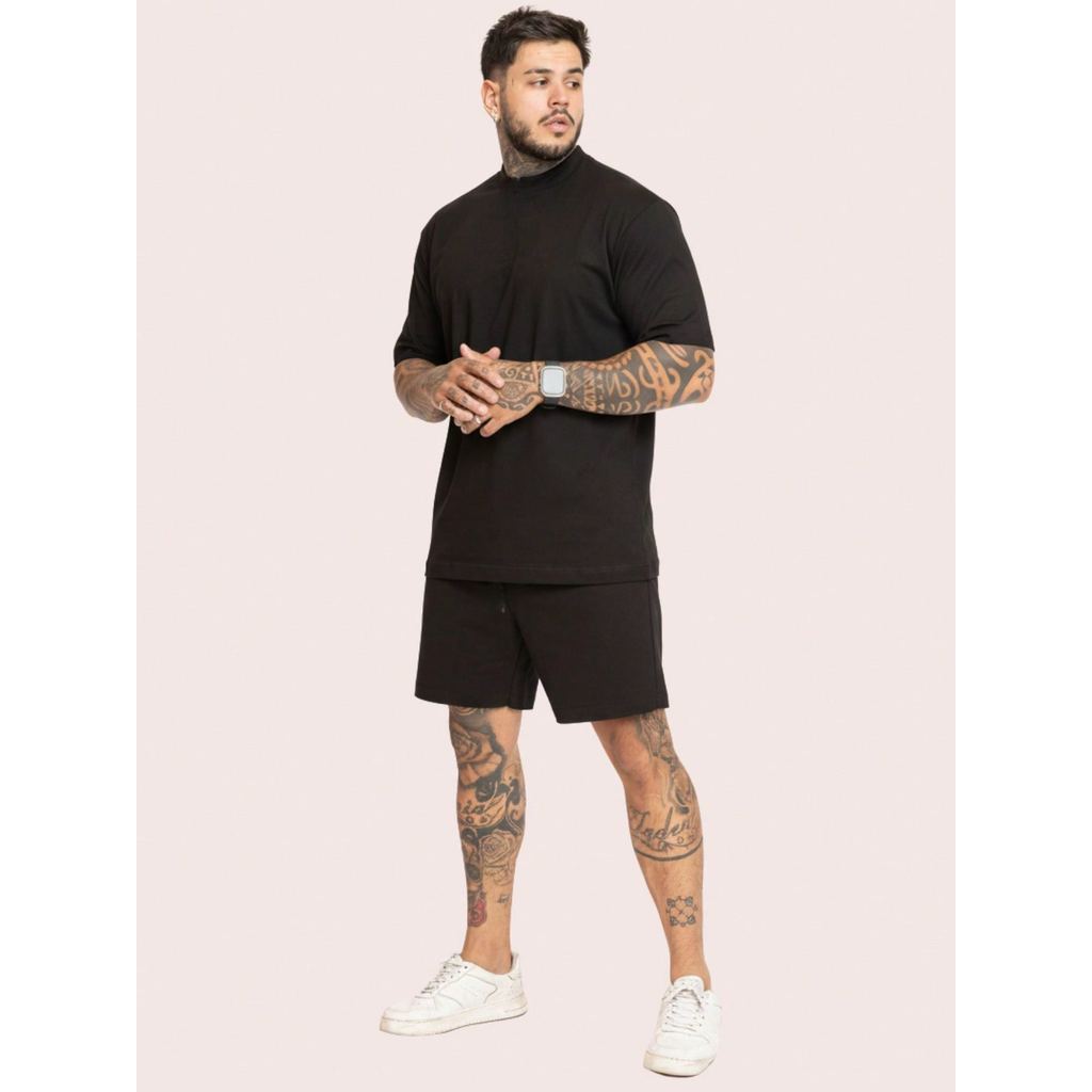 Kit Conjunto camiseta short moletinho algodão style estiloso gringa blogueiro fim de ano natal