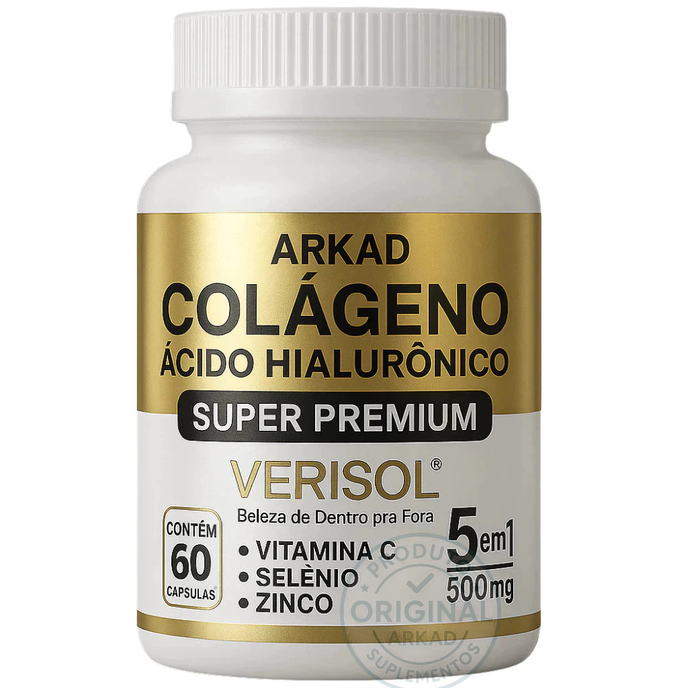 Colágeno Hidrolisado Verisol com Vitamina C - 60 Cápsulas - Original Arkad Suplementos - Envio Imediato
