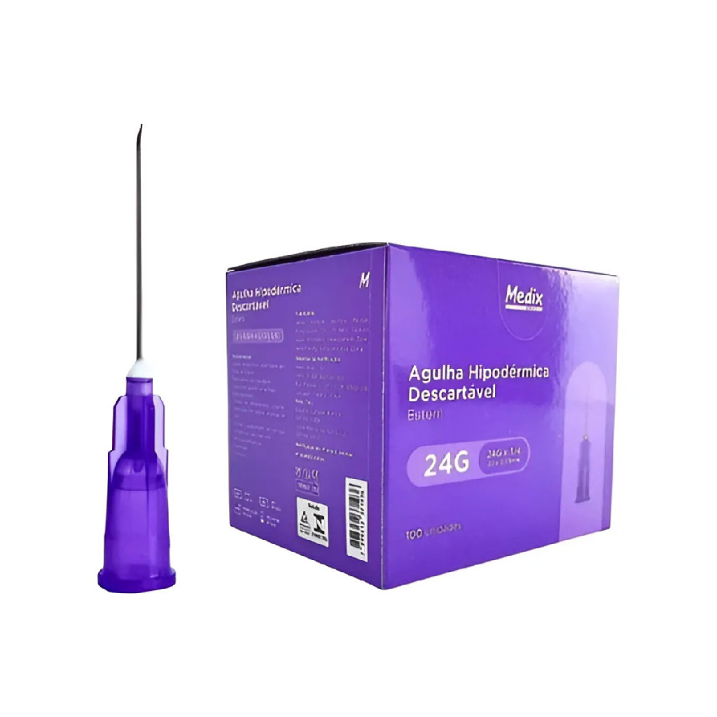 Agulha Hipodérmica Descartável 20x0,55mm Medix Cx C/100 Unid