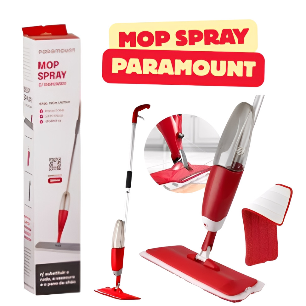 Mop Giratório Refil de Microfibra Com Reservatório Limpeza Flash Mágico Rodo Esfregão 380 ml paramount