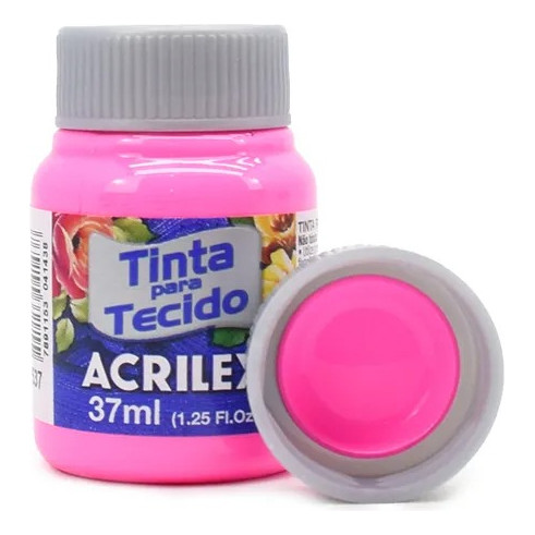 Tinta Para Tecido Fosca Rosa 537 Acrilex 37ml Alta Cobertura Fixação Cobertura Recomendado Tecidos