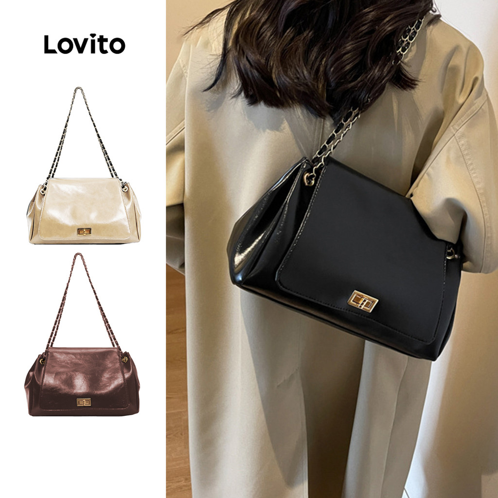 Lovito Bolsa de Ombro Elegante com Fivela de Metal para mulheres LFA98164