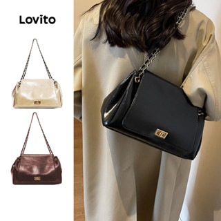 Lovito Bolsa de Ombro Elegante com Fivela de Metal para mulheres LFA98164 em Oferta na Shopee