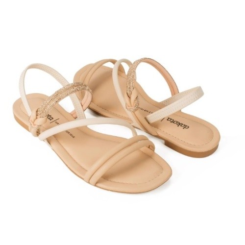 Sandalia Feminina Dakota, Rasteira Rasteirinha, Conforto, Nude, Granola, Brilho, Y9442