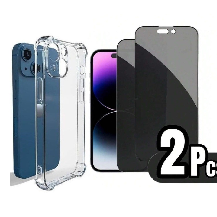Kit 2 Película Vidro 3D Privacidade Anti Spy + Capa Capinha Transparente IPhone Xr 11 12 13 14 15 16 Plus 17 Pro Max Air em Oferta na Shopee