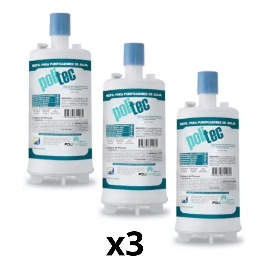 Kit 3 Refil Filtro De Água Compatível Esmaltec Acqua7politec em Oferta na Shopee