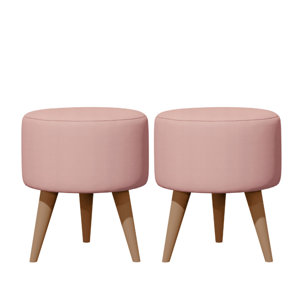 Kit 02 Puff Redondo Estofados Conjunto Banqueta Para Apoio Dos Pés Plástico Decorativa Sala Quarto em Oferta na Shopee
