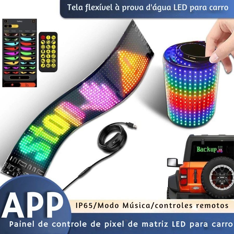 Painel Visor flexível LED Dinâmico Inteligente A Prova D´água Para Brisa Carro Automóveis SOUT2