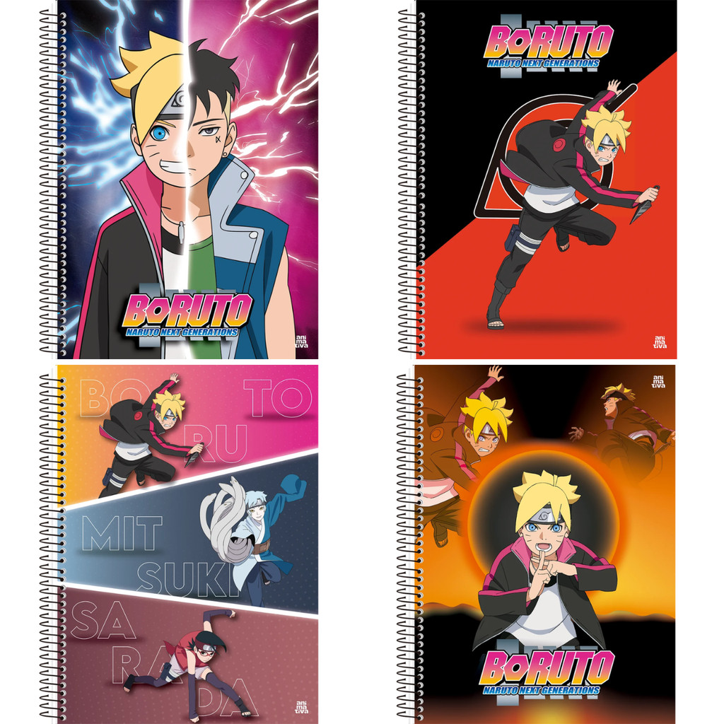 Caderno Universitário Boruto Filho do Naruto Animativa 1 ou 10 Matérias – Caderno Anime Original