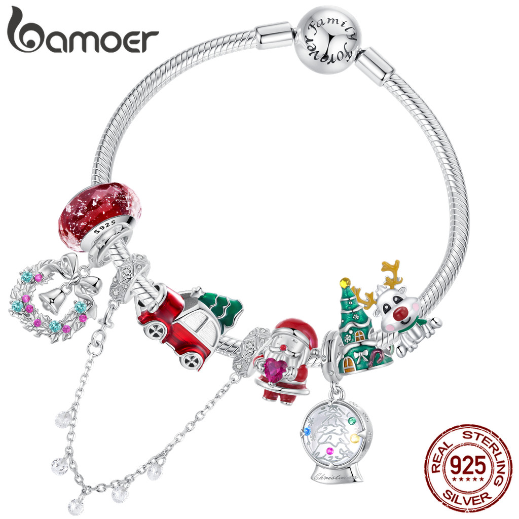 Bamoer 925 Prata Esterlina Natal Floco De Neve Charme Pingente Inverno Série Gel