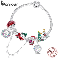 Bamoer 925 Prata Esterlina Natal Floco De Neve Charme Pingente Inverno Série Gelo Para Pulseira DIY
